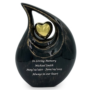 Personalized Memorial Cremation Urn with Velvet Bag