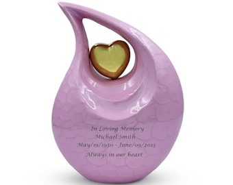 Personalized Pink Cremation Urn: Memorial Urn with Custom Engraving