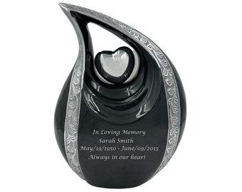 Personalized Black Cremation Urn: Adult Ashes Urn with Engraving