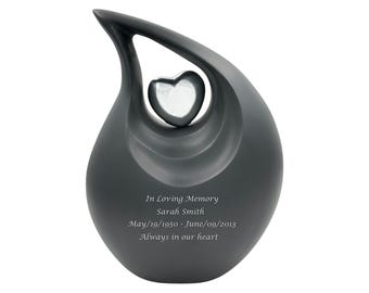 HeavenlyUrnsStore Personalized Memorial Matte Black Teardrop Cremation Urn For Human Ashes - Adult Urn for Human