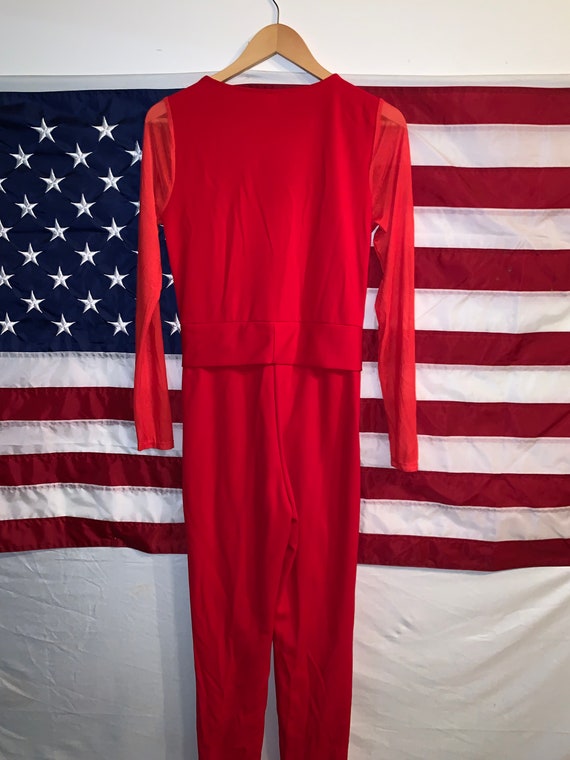 Vintage open-front red Jumpsuit w/wrap by Style-B… - image 3