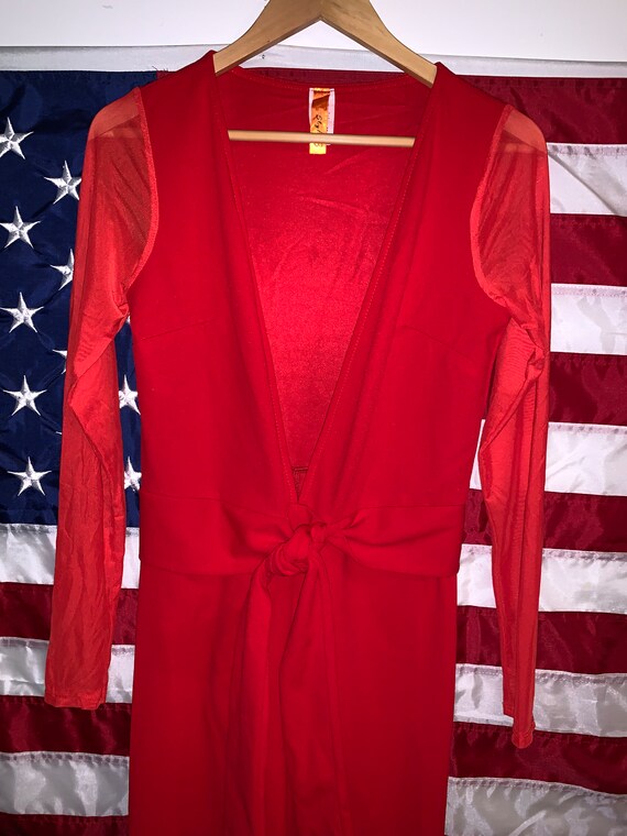Vintage open-front red Jumpsuit w/wrap by Style-B… - image 2