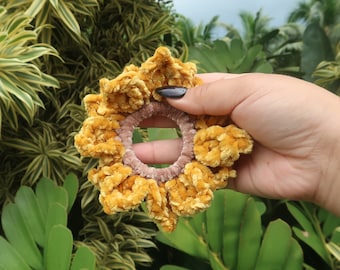 Sunflower Scrunchie Crochet Hair tie