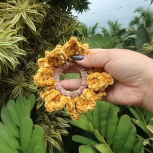 Sunflower Scrunchie Crochet Hair tie