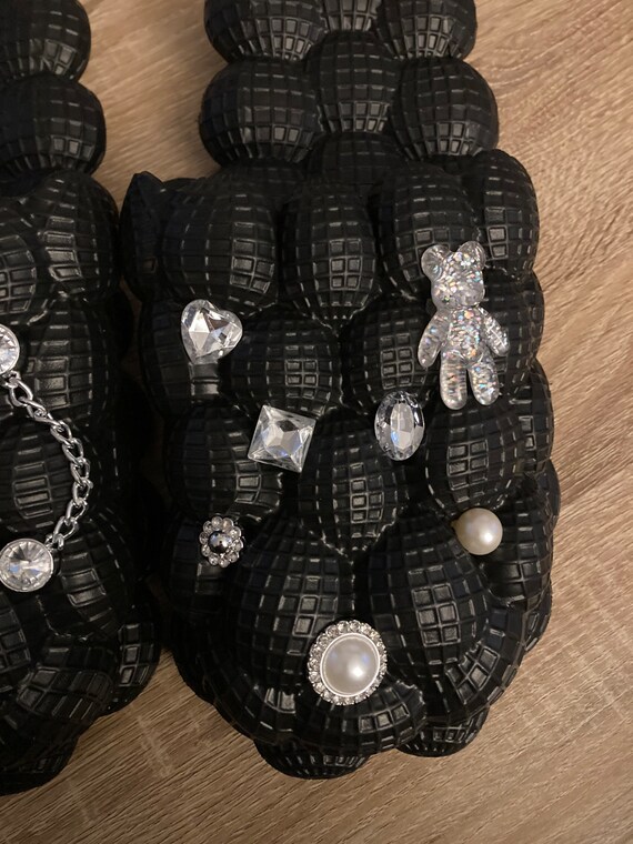 Black Textured Bubble Slides Summer Cave Shoes Men main image 4