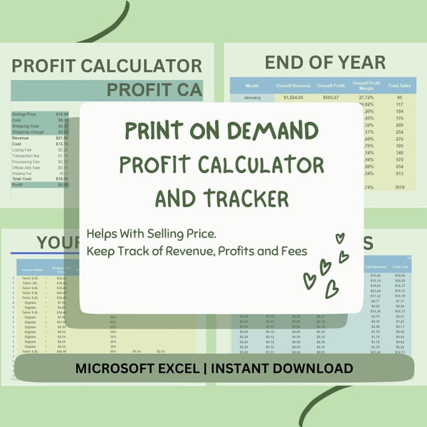 Etsy Fees & Profit Calculator Product Pricing Excel Google Sheets Etsy