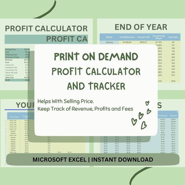 Etsy Profit and Pricing Calculator For POD, Profit and Fees Calculator, Pricing Spreadsheet For Small Etsy Sellers, Excel and Google Sheets