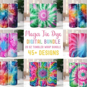 45+ Colorful Tie Dye 20oz Sublimation Tumbler Digital Design Bundle, Fun Tie-Dye Sublimation Design PNG, Straight Skinny Tumbler Wrap PNG
