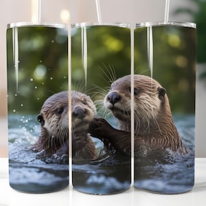 Schöner Wild Otter 20 Unzen Sublimationsbecher Designs PNG, Bunt Otter Liebhaber Gerade Skinny Tumble Wrap PNG, Sublimationsdesign PNG svg