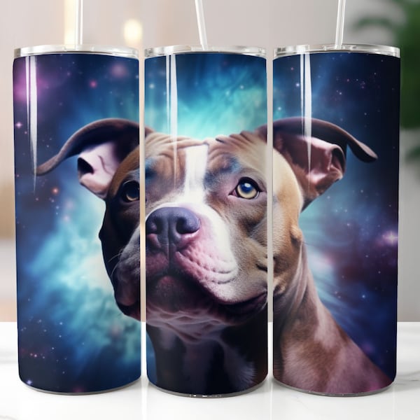 Cute Pitbull Face 20oz Sublimation Tumbler Designs PNG, Funny Pitbull Lover Straight Skinny Tumbler Wrap PNG, Sublimation Design PNG svg