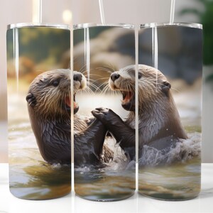 Schöner Wild Otter 20 Unzen Sublimationsbecher Designs PNG, Bunt Otter Liebhaber Gerade Skinny Tumble Wrap PNG, Sublimationsdesign PNG svg