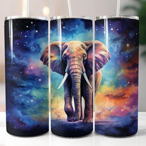 Watercolor Beautiful Elephant 20oz Sublimation Tumbler Design, Elephant Wallpaper Straight Skinny Tumbler Wrap PNG, Sublimation Designs SVG