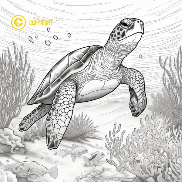 Sea Turtles Coloring Pages | 4 realistic turtles coloring to print and color at home