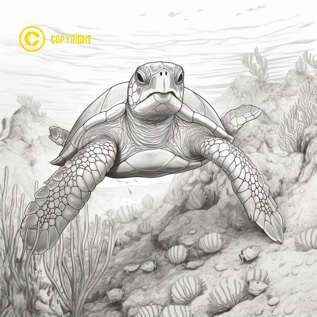 Sea Turtles Coloring Pages | 4 Realistic Turtles Coloring to Print and ...