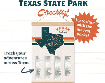 Texas State Park Checklist Art Print: Travel Gift