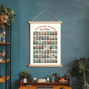National Parks Checklist Poster: Vintage Illustrated Adventure Tracker