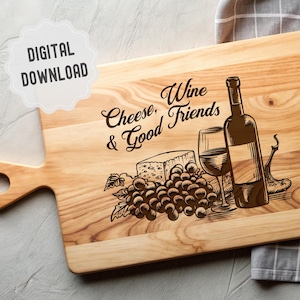 Planche de charcuterie Svg, Svg vin et fromage, fichiers Svg de planche à découper, Svg plateau de service, cuisine de ferme, rassemblement d'amis, fichiers numériques