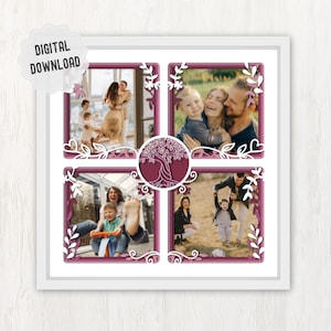 Photo Shadow Box SVG, cornice per foto multiple fai da te Shadow Box, cartello per la famiglia, galleria di famiglia, inaugurazione della casa, regalo per la mamma, file di taglio per Glowforge Cricut