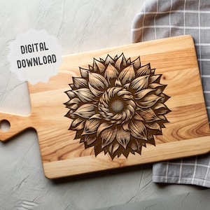 Sunflower Svg, Sunflower Silhouette, Cutting Board Svg, Charcuterie Board Svg, Kitchen Decor Design Ready To Engrave and Print, Sublimation