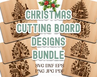 18 Christmas Cutting Board Svg Files, Charcuterie Svg Designs, Wine and Cheese Svg, Cheese Board Svg, Laser Engraving, Digital Download
