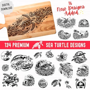Mega Sea Turtle Svg Bundle, Sea Turtle png, Tortoise Svg, Turtle Charcuterie Board Svg, Vectors for Laser Engraving, Sublimation, Crafting