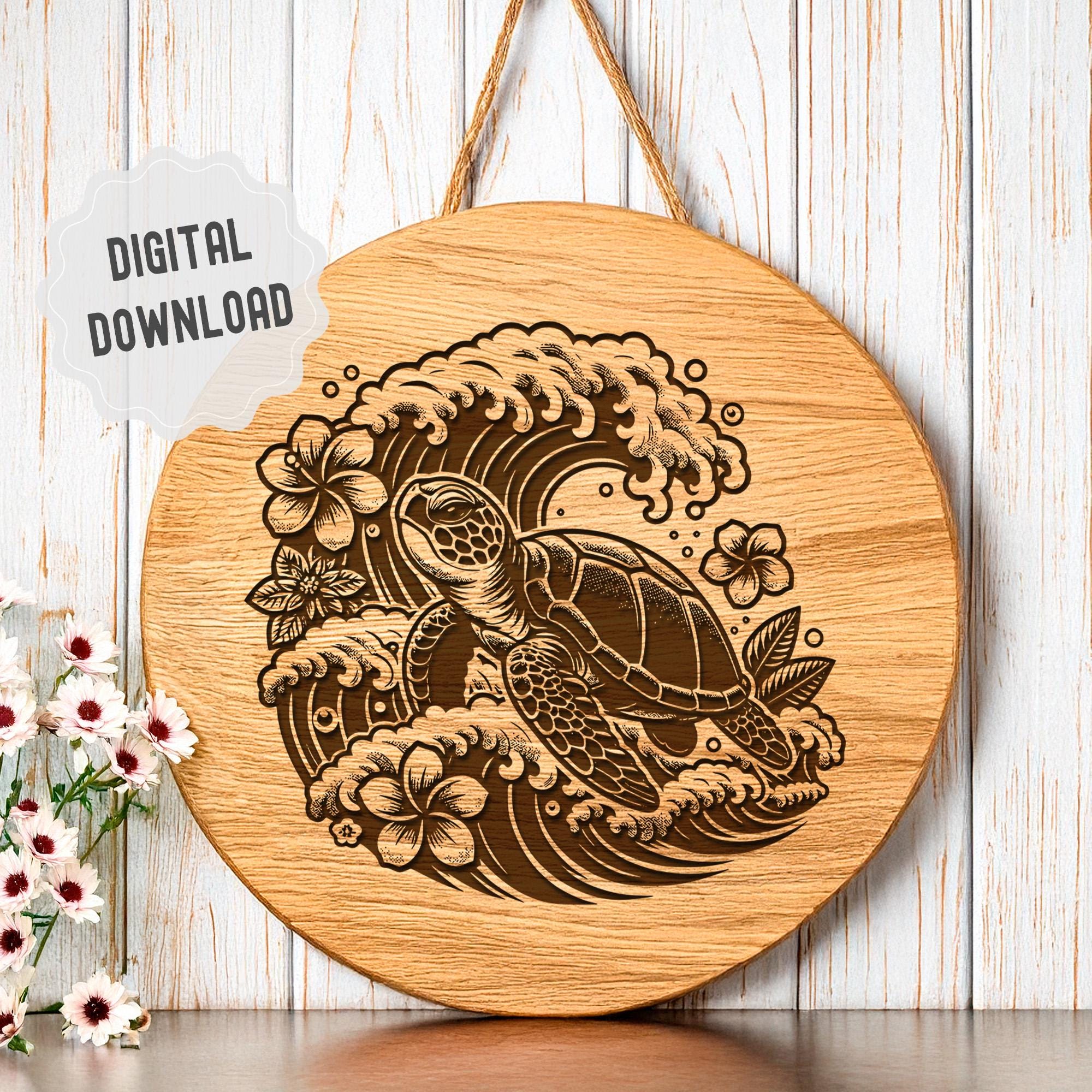 Printtoo Timbro In Legno Con Gomma Modello Tartaruga - Quadrato 2x2 Pollici, Per Tessuti, Carta, Legno