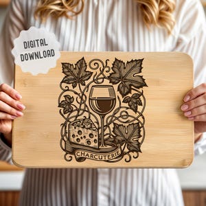 Charcuterie SVG, Wine and Cheese SVG, Cutting Board Svg, Cheese Board Svg, Farmhouse Decor, Vectors Ready for Laser Engraving, Glowforge