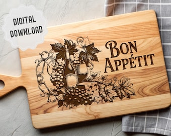 Bon Appétit Svg, Charkuteribräda Svg, Skärbräda Svg-filer, Vin och Ost Svg, Bondgårdskök, Vänner Samling, Glowforge
