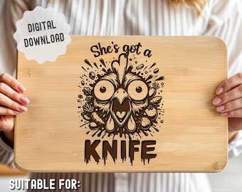 Funny Chicken Cutting Board Svg, Wystrój kuchni, Prezent dla szefa kuchni, Plik do grawerowania laserowego, Prezent dla mamy, Deski do krojenia Friends Gathering, Glowforge