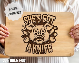 Plik SVG z zabawną deską do krojenia wieprzowiny: sarkastyczny wystrój kuchni, grawerowanie laserowe (pobranie cyfrowe)