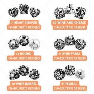 wine and cheese svg, heart shapped charcuterie svg, round charcuterie designs, wine farm, wine barrel, floral charcuterie