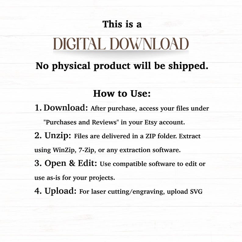 This is a digital download, no physical product will be shipped