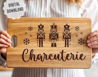 Christmas Nutcracker Soldiers with Snowflakes, Charcuterie Board Svg, Cutting Board Svg, Digital Vectors for Laser Engraving, Sublimation