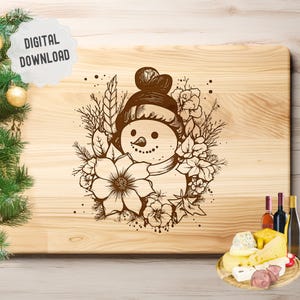 Schneemann SVG, Weihnachtscharcuterie Brett SVG, Schneidebrett SVG, Schneemann Weihnachten Clipart für den Druck, Lasergravur, Glowforge, XTool