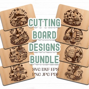 Lot de 30 fichiers SVG de planche de charcuterie, ensemble de modèles de barbecue, planche à découper Svg, vin et fromage, planche de fromages, gravure laser, fichiers numériques