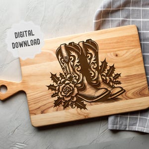 Cowgirl Svg, Western Svg, Cutting Board Svg, Charcuterie Board Svg, Howdy Svg, Christmas Vector Design Ready for Laser Engraving and Print