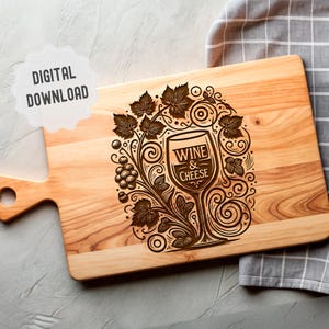 Charcuterie SVG, Wine and Cheese SVG, Cutting Board Svg, Cheese Board Svg, Wine Farm Decor, Vectors Ready for Laser Engraving, Glowforge