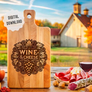 Charcuterie SVG, Wine and Cheese SVG, Cutting Board Svg, Cheese Board Svg, Kitchen Decor, Vectors Ready for Laser Engraving, Glowforge