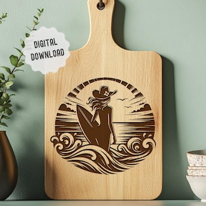 Coastal Cowgirl Svg, Cowgirl Surfer Png, Preppy Beach Salty Cowgirl, Western Coastal Vector Design, Vector Files for Laser Engraving, Print