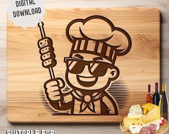 Plik SVG z deską do krojenia BBQ: Projekt grawerowania laserowego deski do wędlin (pobieranie cyfrowe)