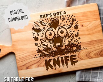 Funny Chicken Cutting Board Svg, Wystrój kuchni, Prezent dla szefa kuchni, Plik do grawerowania laserowego, Prezent dla mamy, Deski do krojenia Friends Gathering, Glowforge