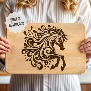 Horse Charcuterie Svg, Cutting Board Svg, Farmhouse Decor, Horse Farm, Vector Files for Engraving, Glowforge, Lightburn, Digital File