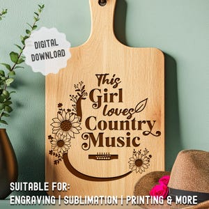 Cowgirl Svg, Svg Western, musique country, Svg de planche de charcuterie Howdy, vecteur de cow-girl preppy pour gravure et impression laser
