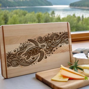 sea turtle cutting board svg