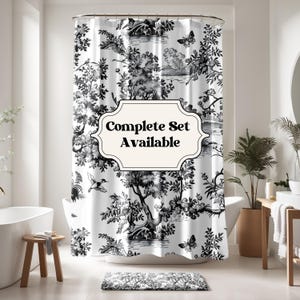 French Toile Shower Curtain Black Toile Guest Room Decor Vintage Toile ...