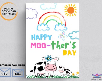 Mother's Day Card Printable Mother's Day Card Digital Download Funny Cow Mother's Day Card