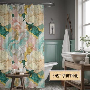Asian-Inspired Shower Curtain Japanese Art Bathroom Decor Asian Floral Shower Curtain Guest Room Decor Japanese Blossom Shower Curtain