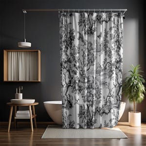 French Toile Shower Curtain Black Toile Guest Room Decor Vintage Toile ...
