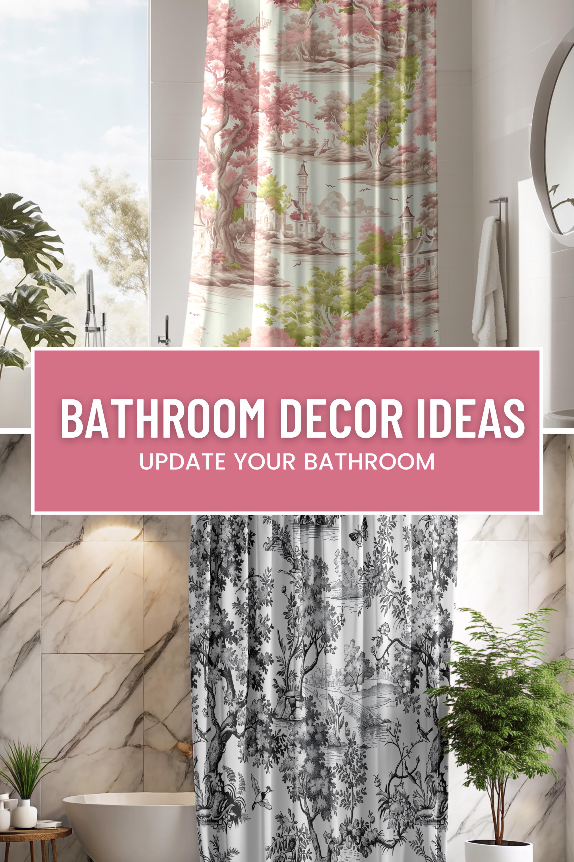 Pink Toile Shower Curtain French Toile Bathroom Decor Toile Pink Shower ...