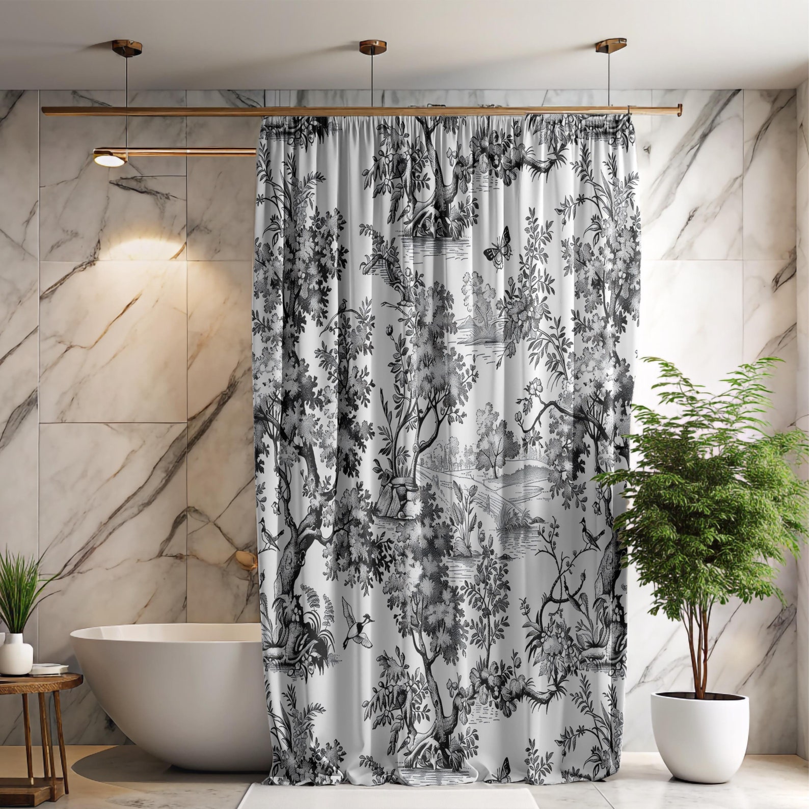 French Toile Shower Curtain Black Toile Guest Room Decor Vintage Toile ...